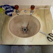 HCS inside house acrylic basin surface deterioration